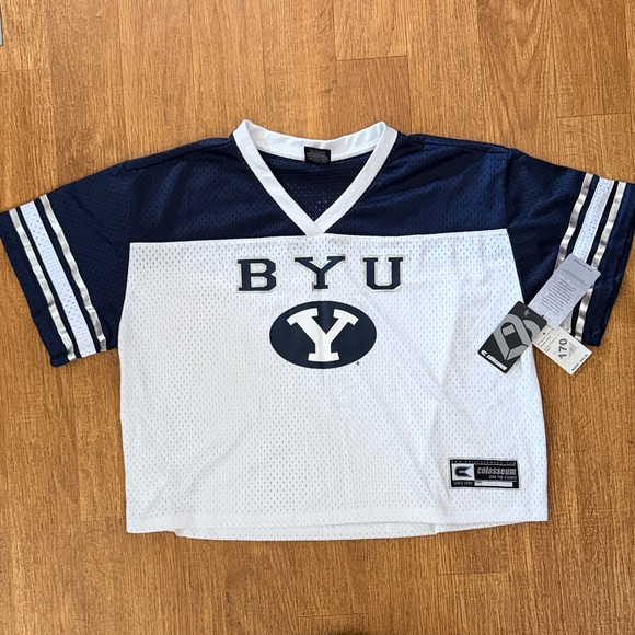 Colosseum Tops - BYU COUGARS Colosseum Jersey WOMEN FOOTBALL UNIFORM SHIRT TREASURE CROPPED CROP